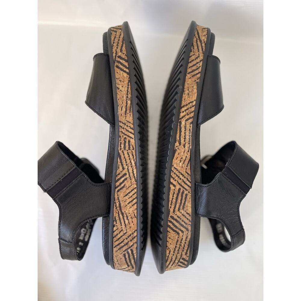 Rieker Womens Revolution Wedge Sandal Black Sz 42 Us 10.5 Leather - Picture 5 of 12